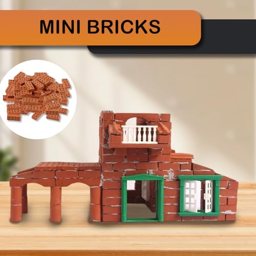 VARKAGE 60 Stück Mini Ziegelsteine, Mini Ziegel Rote, Miniatur Ziegelsteine Backsteine, Modellbau Steine,Mini Modellziegel Brick für DIY Puppenhaus Fairy Garten Dekoration, Wichtelbaustelle