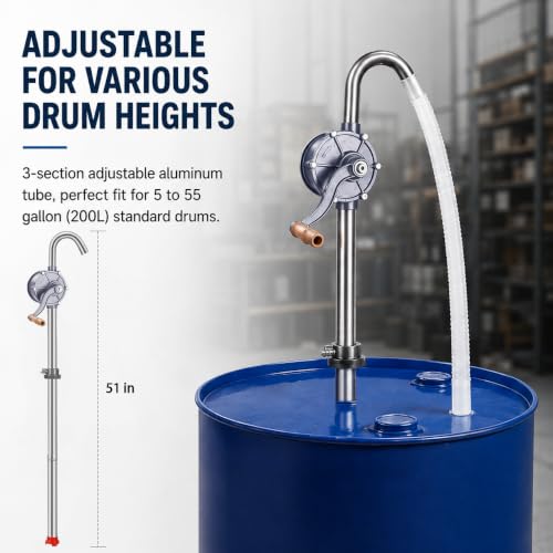 Image of 55 Gallon Barrel Pump Hand Transfer Pump - All-Aluminum Drum Pump for 5-55 Gallon Drums, Heavy Duty Manual Oil Pump for Diesel Kerosene & Non-Corrosive Fluids