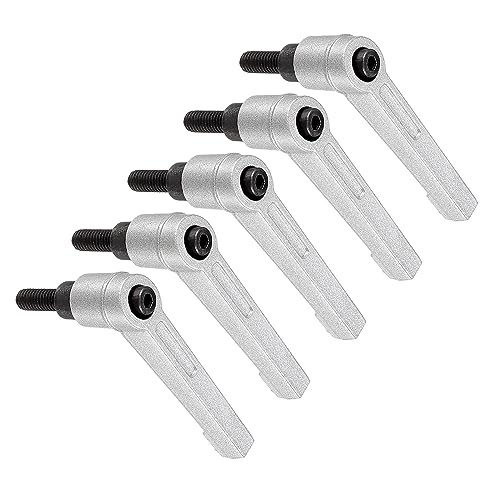 Image of Clamping Lever Handles, M6 x 16mm Male Thread, Adjustable Quick Release Locking Rotating Bolt Knobs Silver Tone - (Applications: for Lathe Machinery), 5-Pieces