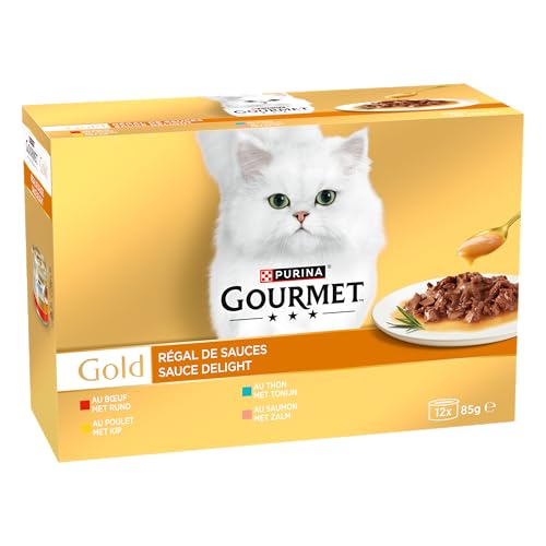 Gourmet Gold Katzenfutter mit Rind, Huhn, Thunfisch und Lachs, 12 x 85 g, 8 Stück – Bild 3