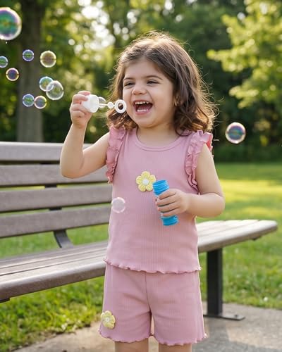 Image of Weebaby Toddler Girl Clothes Baby Summer Outfits Sleeveless Halter Top Ruffle Short Set Cute Kids Clothes Girls
