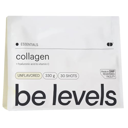 Colágeno Hidrolizado Puro con Ácido Hialurónico y Vitamina C - Sabor Neutro 330 g - Mejora Articulaciones + Piel + Cabello - Colágeno en Polvo Sin Gluten Ni Lactosa - be levels