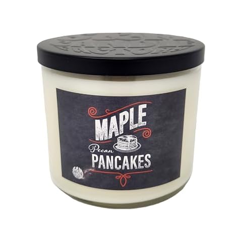 Maple Pecan Pancakes Candle ~ Glass 3 Wick Jar ~ Maple Butter Pecan Pancake Goodness! ~ All Natural Premium Soy Candle by S&M Candle Factory (Large 3 Wick) Cover