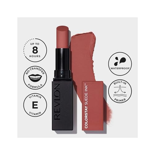 Image of REVLON ColorStay Suede INK Lipstick, Waterproof, Longwear, Transfer proof, Antioxidant-rich Vitamin E, With Vegan Formula made without parabens, Want It All - 003