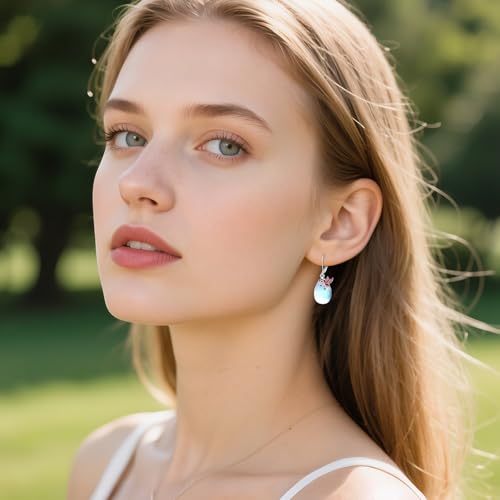 Image of TIGER RIDER Bee /Butterfly /Scorpion /Cactus /Leaf /Beetle 925 Sterling Silver French Clasp Leverback Earrings Amber /Crystal /Citrine /Moonstone /Obsidian /Jade /Rose quartz Pendant Jewelry Gift for Women