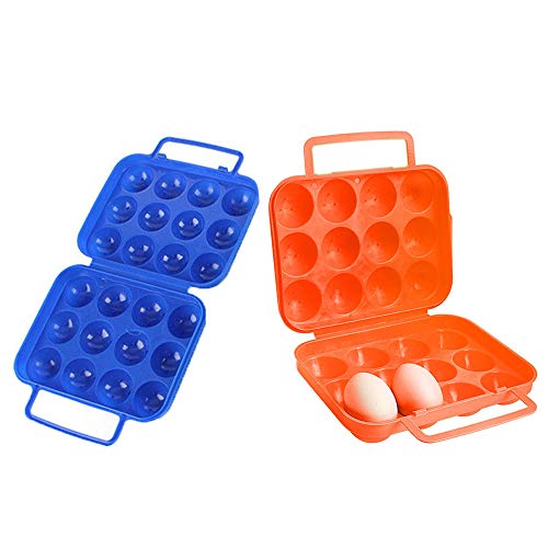 Hunt Gold Protable Eggs Holder, Camping Hiking Plastic 12 Grid Egg Storage Holder Container Box Case-Blue
