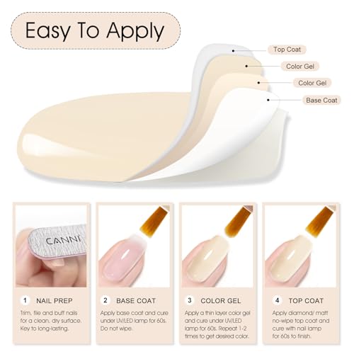 Image of CANNI 9ml White Nude Gel Nail Polish, High Gloss UV LED Soak Off Gel
