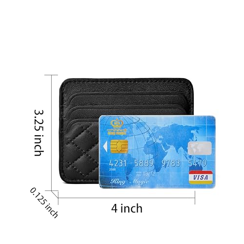 DORIS & JACKY Lambskin Credit Card Holder Unisex Slim Wallet Thin Card Case Small Leather Wallet For Men And Women (DS938-Black)2