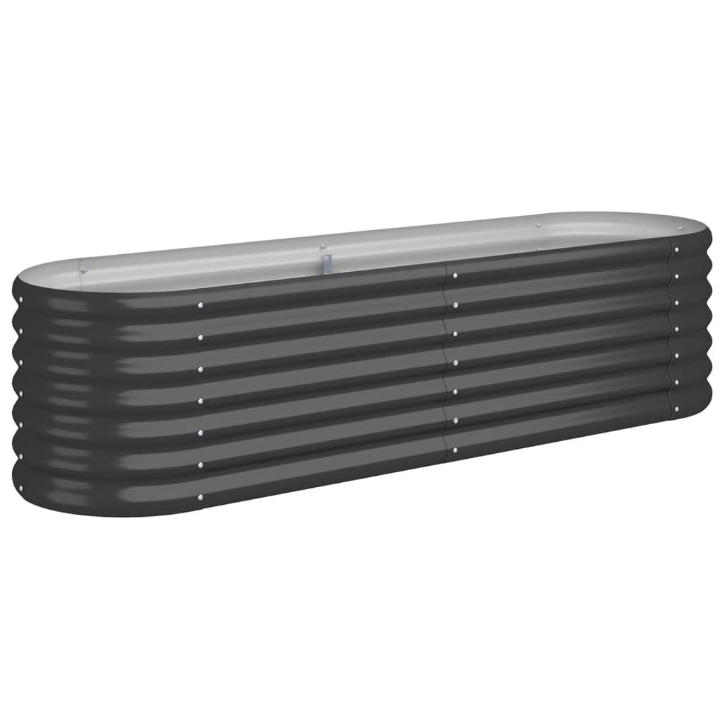 vidaXL Garden Raised Bed Planter - Powder-Coated Steel Oval Flower Box - Anthracite - 59.8