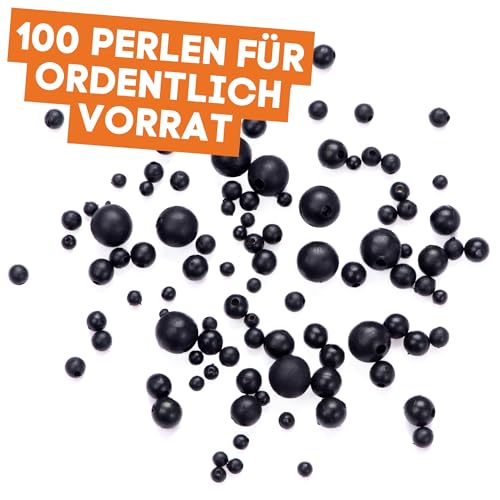Foto von Zite Fishing Gummiperlen-Angeln Sortiment - 100 Stück Gummistopper angeln Schwarz im Set - Schnurstopper.angeln Gummi-Stopper 3-8mm für Forellenangeln, Feederangeln & Mehr Stopper.Angeln Perlen-Angeln