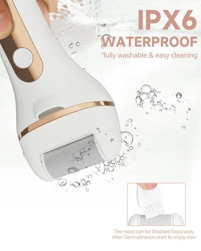 Image of Electric Foot Callus Remover Rechargeable Pedicure Kit with 3 Roller Heads 2 Speed IPX6 Waterproof Foot File Pedicure Tools Professional Foot Care for Dead Cracked Dry Skin White
