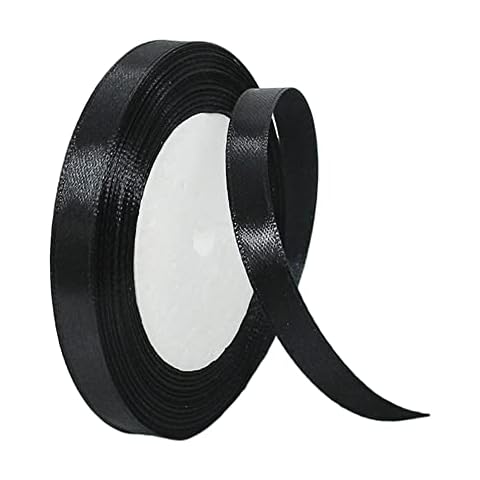 HONGCI 10mm Black Satin Ribbon for Crafting Cover
