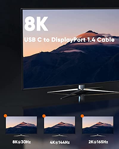 Image of CableCreation USB C to Display Port 8K Cable, USB -C to DisplayPort Adapter | Thunderbolt 3 /4 Compatible for Oculus Rift S, Galaxy S22 Ultra /S20 /S20+, MacBook Pro /iPad Pro 2019, MacBook Air 2020