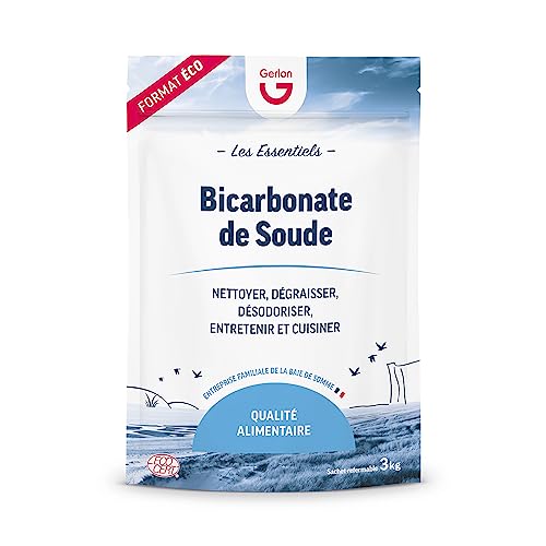 Gerlon Bicarbonate de Soude Grand Format 3 kg – Format Pratique et Refermable – Ménager & Alimentaire - Fabriqué en France