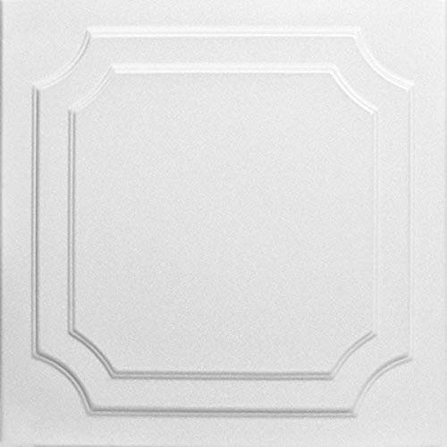 À LA MAISON CEILINGS R08 Virginian Foam Glue-up Ceiling Tile (21.6 sq. ft./Case), Pack of 8, Plain White