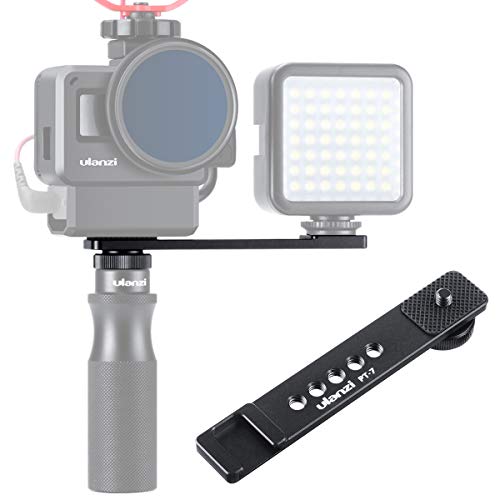ULANZI PT-7 Cold Shoe Bracket Adjustable Microphone Extension Bar Plate for Mic LED Video Light w 1/4'' Screw for iPhone Samsung Smartphone Sony Canon Cameras Gopro 8 7 6 Vlogging Setup Accessories