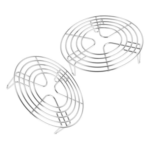 Frcolor 2個 ステンレス製多機能蒸しラック 丸型断熱パッド付き 軽量コンパクト設計 ほとんどの炊飯器対応 キッチン調理用保護 熱対策スタ