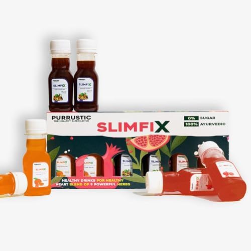 SLIMFIX - Ayurvedic Weight Loss Juice with 9 Herbs, Control Metabolism and Digestion, Natural Juice from Triphala, Turmeric & Dandelion, No Added Sugar (30 Bottles, 1/Day, 60ML Each)