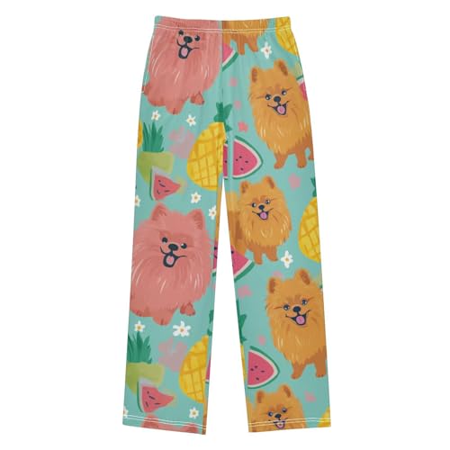 ZZXXB Tropical Pomeranian Fruit Boys Long Pants Soft Trousers Elastic Waist Kids Lounge Bottoms with Pockets S-XL