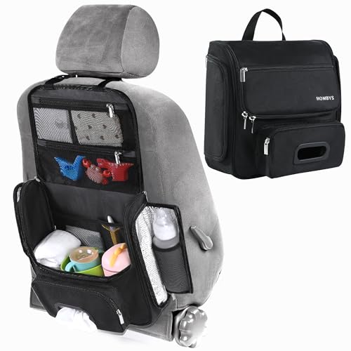 Image of HOMBYS Portable Car Diaper Caddy Organizer, Car Caddy with Lid for Baby Stuff,Baby Backseat Car Organizer,Multifunctional Car Back Seat Oganizer (Black)