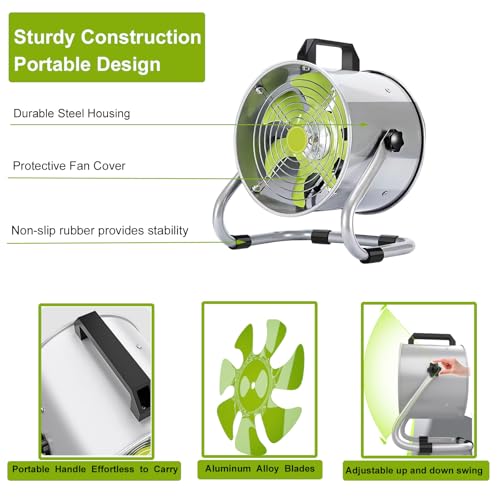 Utility Blower,8 Inch Exhaust Fan,2500R/MIN High Velocity Portable Ventilator