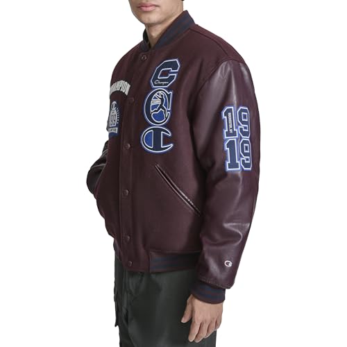 Champion Men's Letterman Varsity Bomber Jacket with Patches3