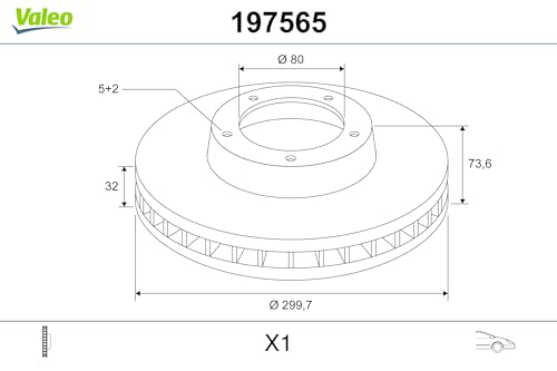 Disque de frein ventilé Valeo 197565 contre la surchauffe avant