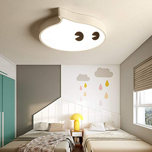 Ruanpu Modern Art Deco White Ceiling Light Cute Emotes Design Dimmable 21.65" LED Flush Mount Pendant Light for Living Room,Children's Room,Kids Bedroom