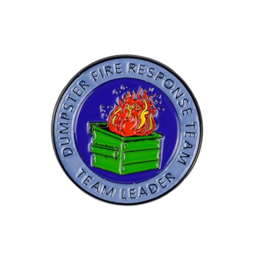 Dumpster Fire Response Team Trash Fire Sarcastic Brooch Pin, Office Humor Enamel Pin, Funny Gift For Team Leader Boss Coworker, Chaos Coordinator Lapel Badge, Sarcasm Brooches, Funny Work Decorative Jewelry Accessories