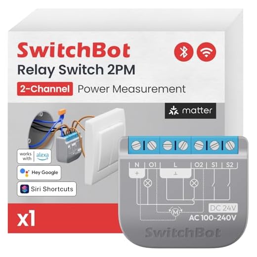 SwitchBot Matter Relais interrupteur 2PM, Module de relais interrupteur avec mesure de puissance, Interrupteur Wi-Fi&Bluetooth Fonctionnant avec Alexa/Apple Homekit/Google Home, 2.4GHz