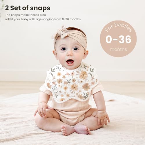 Konssy Muslin Baby Bibs 100% Cotton Absorbent Bandana Drool Bibs for Teething and Drooling, 6-Pack for Baby Boys & Girls3