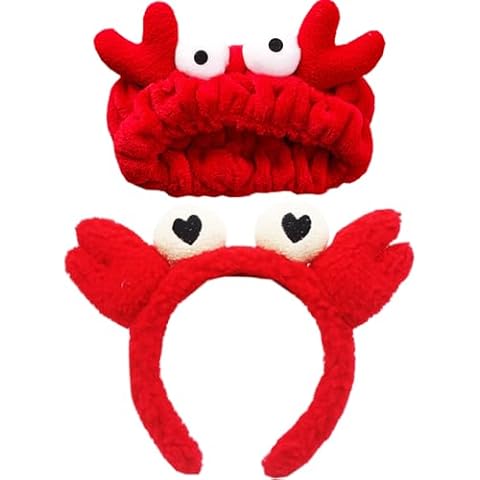 LOKESI 2Pcs Washing Face Headband Spa Headband Makeup Headband Fluffy Crab Headband for Slumber Party Supplies Facial Elastic Headband Hair Accessories for Beauty Skincare Cover