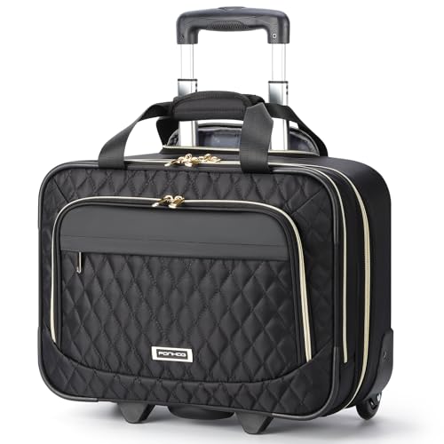 Ponhog Rolling Laptop Bag, 15.6 Inch Rolling Briefcase for Women with Wheels, Carry On Flight Approved Roller Computer Case for Travel Work College Business Wife Mom Teacher, Black by Ponhog - Used condition - US$44.08