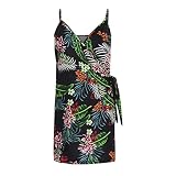 lcziwo Women's Boho Floral Print Mini Dress Wrap V Neck Beach Dresses Summer Sleeveless Spaghetti St