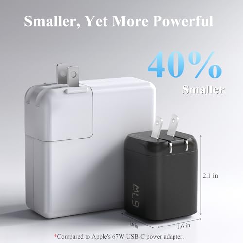 Minthouz 67W GaN Charger, 3-Port Fast Charging Power Adapter with Type-C & USB-A, for iPhone 17/16/15, iPad Pro, MacBook Air/Pro, Galaxy S25/S24, Google Pixel, Compact Travel Charger with 3.9FT Cable - image 4