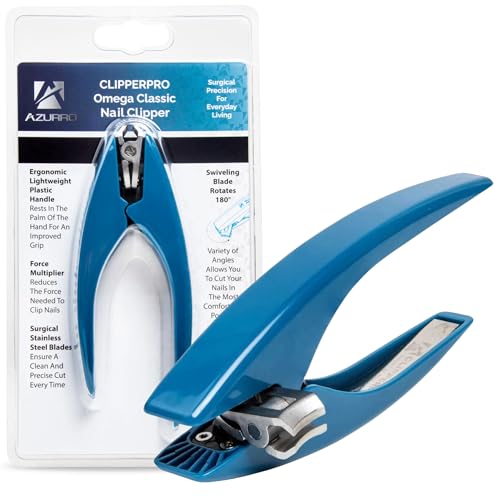 ClipperPro ® Original Fingernail Clipper – Heavy Duty Ergonomic Finger Nail Clippers for Thick Nails with 180° Swivel Head, Easy-Squeeze Lightweight Nail Cutter for Seniors, Kids & Arthritis Care