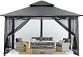 MASTERCANOPY Outdoor Garden Gazebo for Patios with Stable Steel Frame and Netting Walls (10x12,Dark Gray)