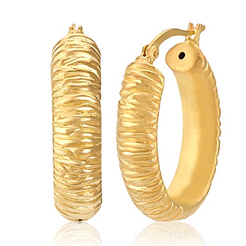 Charmsy Plata Pendiente del aro clásico joyas de plata con textura electroform click-inicio de la mujer 26 mm Cover