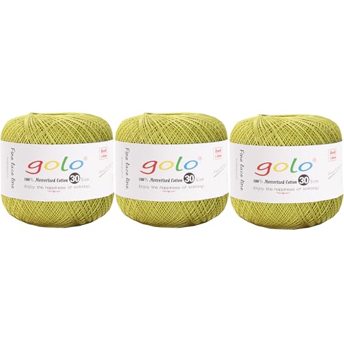 Image of golo 3 Balls Crochet Thread Size 30 Embroidery Thread Yarn for Hand Kniting Yarn for Tatting 647