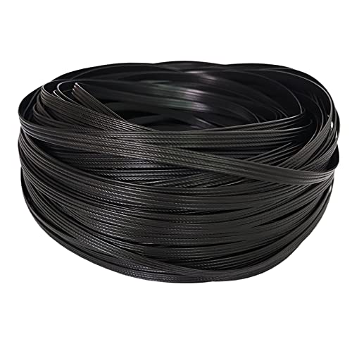 Flaches PE-Rattan-Kunststoffgeflecht für Stuhl, Liegestuhl, Couchtisch, Rattan-Möbel, Reparatur, 4 Linien, Schwarz, 8 x 1,1 mm, 60 m