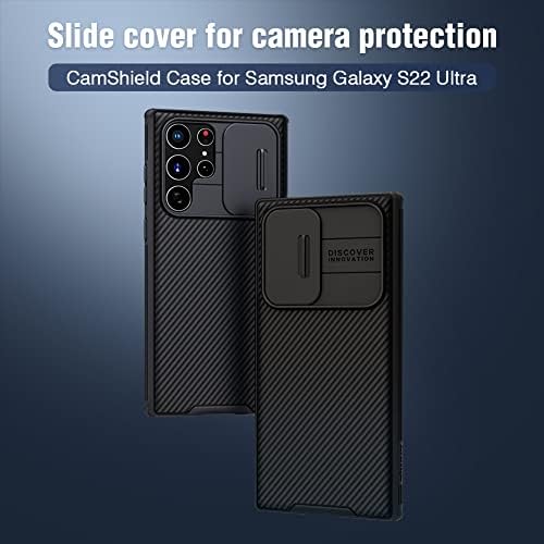 Nillkin for Samsung Galaxy S22 Ultra Case With Slide Camera Cover for Galaxy S22 Ultra Slim Protective Phone Case 5G 6.8'' Black