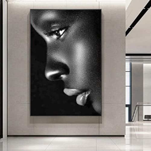 Toile peinture profil femme africaine pour habiller un grand mur