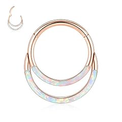 Style6:1pc Rose Gold+White Opal Double Hoop