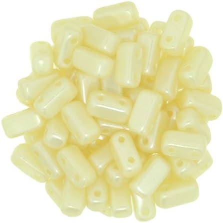 Miniatura 1 de Czechmate 0.118 in X 0.236 in Ladrillo Cristal Checo Dos Agujeros Cuentas - Perla Capa-Crema (50 Cuentas)
