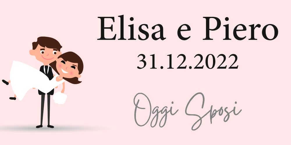 STRISCIONE FONDALE MATRIMONIO - OGGI SPOSI MOD 3 - IN CARTA O IN BANNER PVC ANCHE DA ESTERNO GARANZIA 5 ANNI (400X100, BANNER)