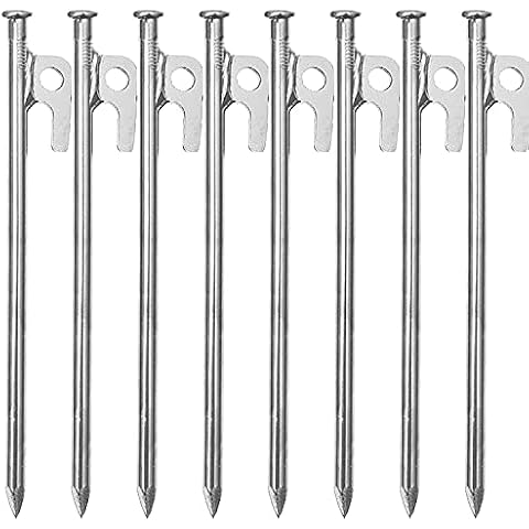 RIY Tent Stakes Heavy Duty 12 inch Steel Tent Pegs for Camping Unbreakable and Inflexible Cover