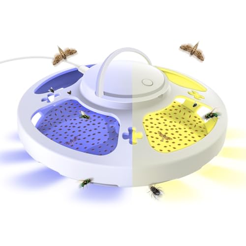 Lickoon Updated Flea Traps for Inside Your Home with 3 Sticky Pads and USB Cable, Flea Light Traps for Home, Hanging Pest Control Device for Bugs Moths Gnats, Effective Indoor Outdoor
