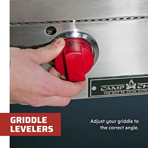 Camp Chef Flat Top Grill, True Seasoned Griddle Surface, Four 12,000 Btus/Hr. Stainless Steel Burners #TOP4