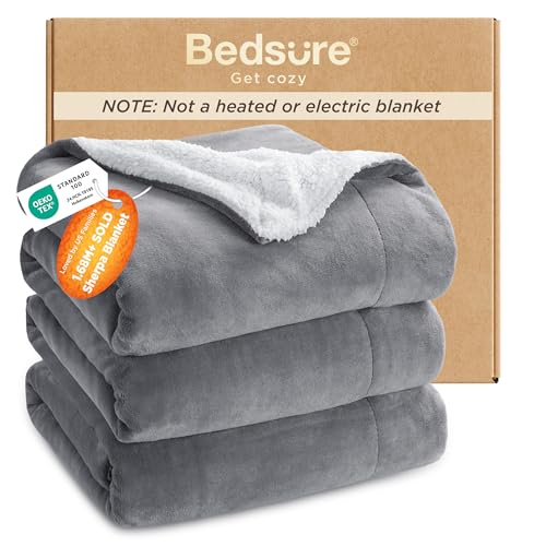 Bedsure GentleSoft Sherpa Fleece Queen Blankets for...