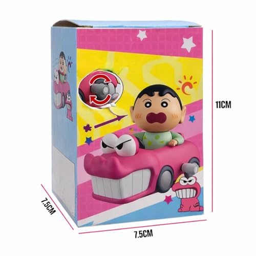 Image of Shinchan Cartoon Toy Car for Kids, Multicolor | Cute Wind-Up Racing Car, Moving Wheels, Mini Vehicle Toy, Birthday Gift